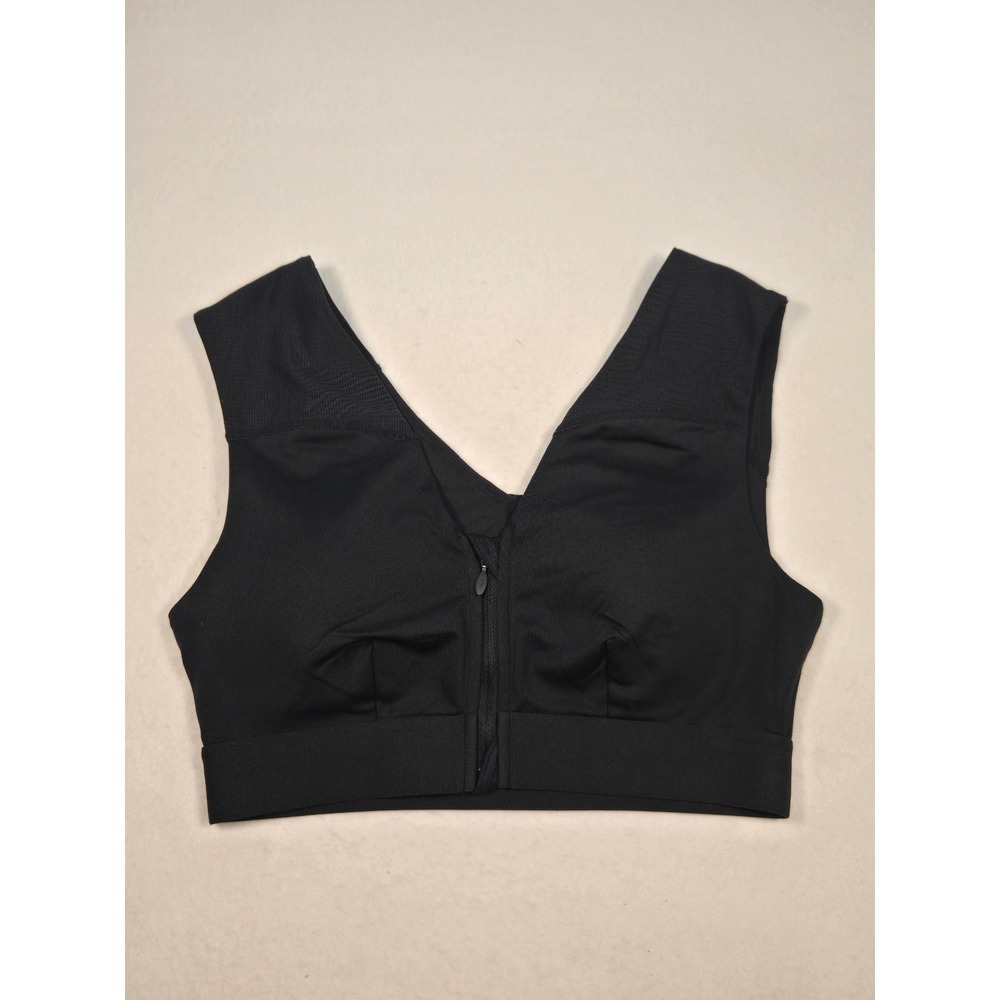 Tommie Copper Sports Bra Womens Medium Black Excellent Zip Front Compression